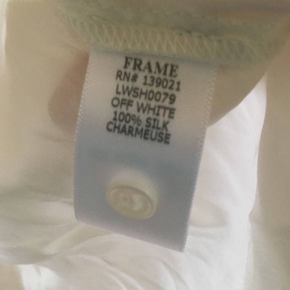 Frame  Denim Le Lace100% silk and lace white ivory charmeuse blouse XS - Picture 5 of 7